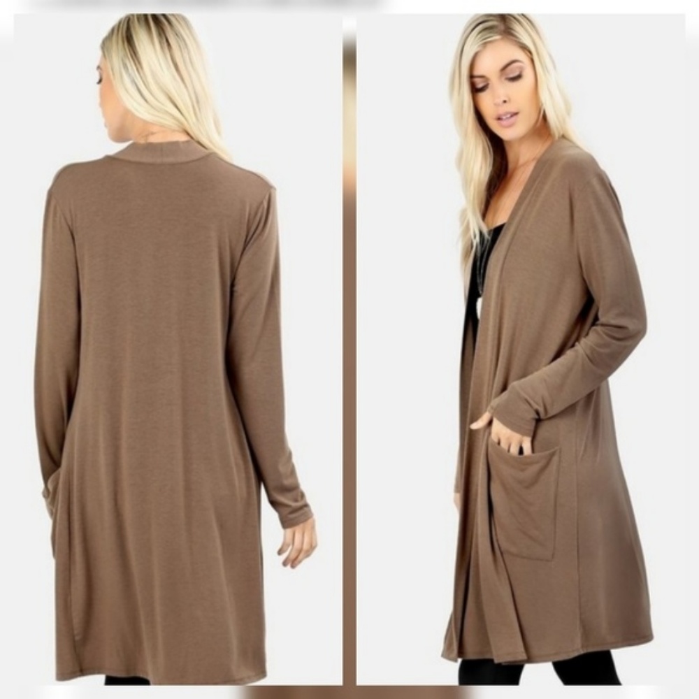 ZENANA PREMIUM OUTFITTERS Slouch Pocket Long Cardigan - Picture 3 of 3